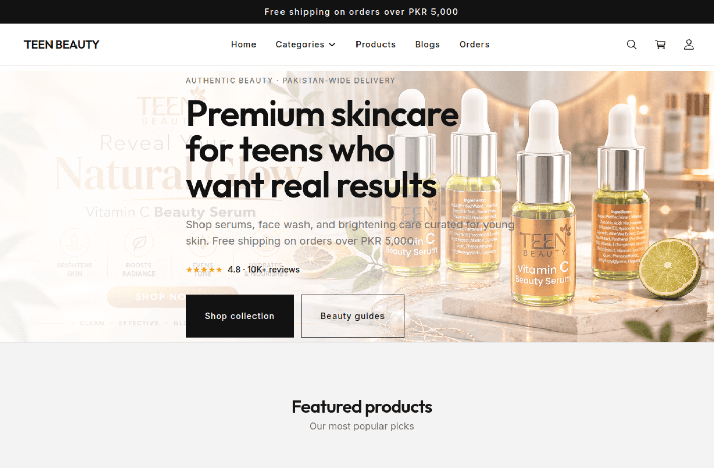Teen Beauty Pakistan website preview
